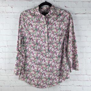 Lands End Long Sleeve Floral Button Down Shirt - 8/Small